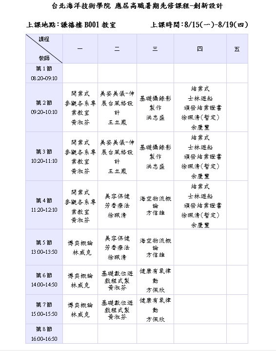 105校內淡水暑期先修課程創新設計
